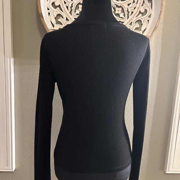 Rag & Bone The Knit Rib Cardigan Black Button Down Long Sleeve SZS Lightweight - Picture 2 of 10